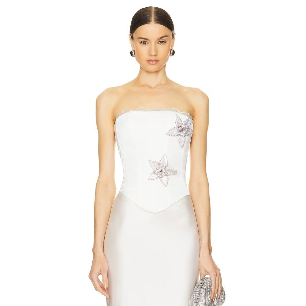 Santa Brands Flowers Embellished Corset Top Evening Elegant Bridal Party NYE S